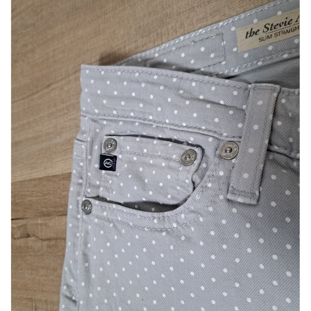 AG Adriano Goldschmied Gray The Stevie Polka Dot Slim Straight Leg Jeans Size 27 - Picture 12 of 13